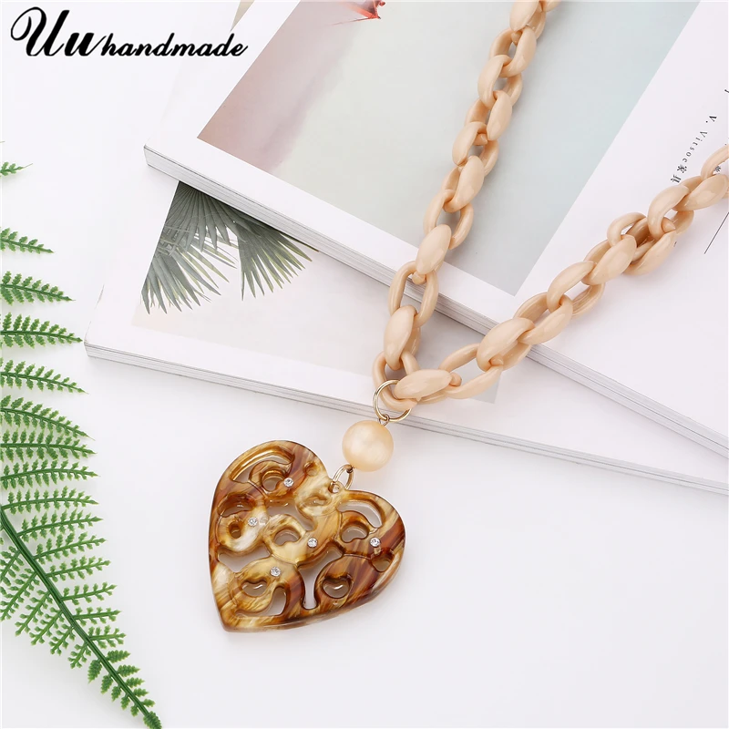 Винтажные длинная звеньевая цепь ожерелье Lover сердце кулон для женщин ожерелья и