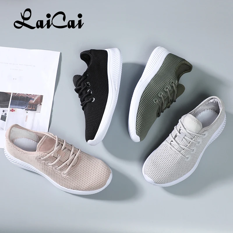 

2021 Spring Women's Sneakers Breathable Knitted Casual Lace Up Ladies Shoes Female Students Shoes Woman Vulcanized Comfort Shoes