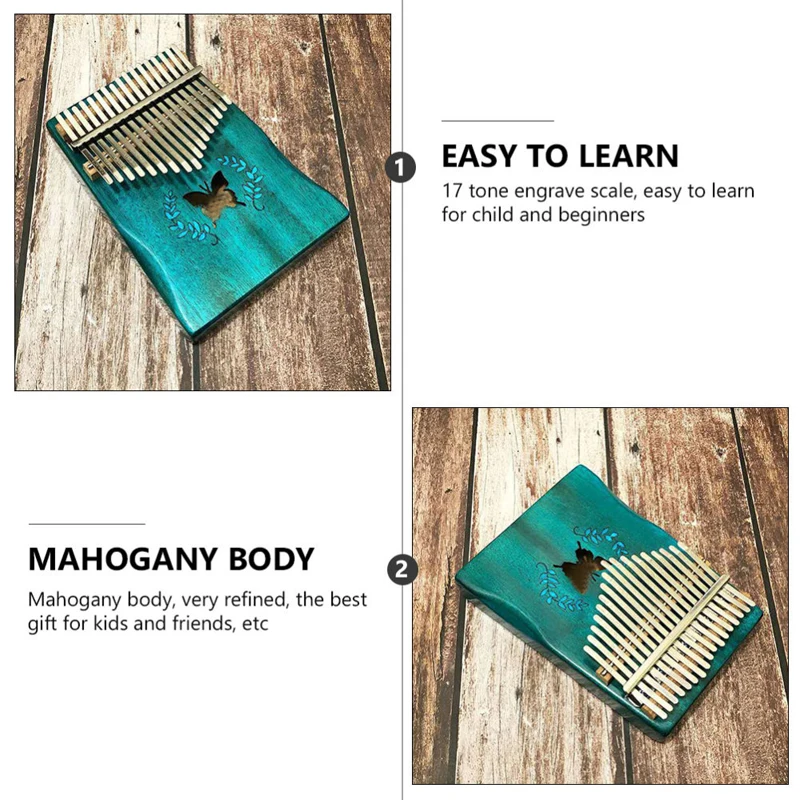 17 клавиш Kalimba декоративный узор большой палец пианино портативный музыкальный