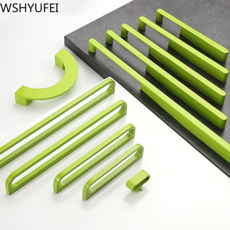 Зеленый из цинкового сплава дверные ручки для ящика шкафа Кухня Европейский