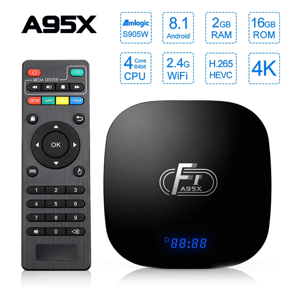 Приставка A95X F1 Smart tv box Android 8,1 Amlogic S905W 2 Гб ОЗУ 16 Гб ПЗУ 2,4 ГГц WiFi 4K медиаплеер PK X96mini ТВ приставка