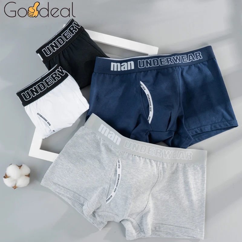 

4pcs Goodeal Boxer Mens Underwear Men Cotton Underpants Breathable Male Shorts L-3XL Comfortable Panties Letters Boxer Pack