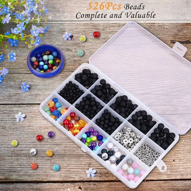 

526PCS Lava Bead Set Rock Stone, Chakra Beads, Aqua Cat, DIY Friendship Bracelets, Necklaces and Other Jewelry