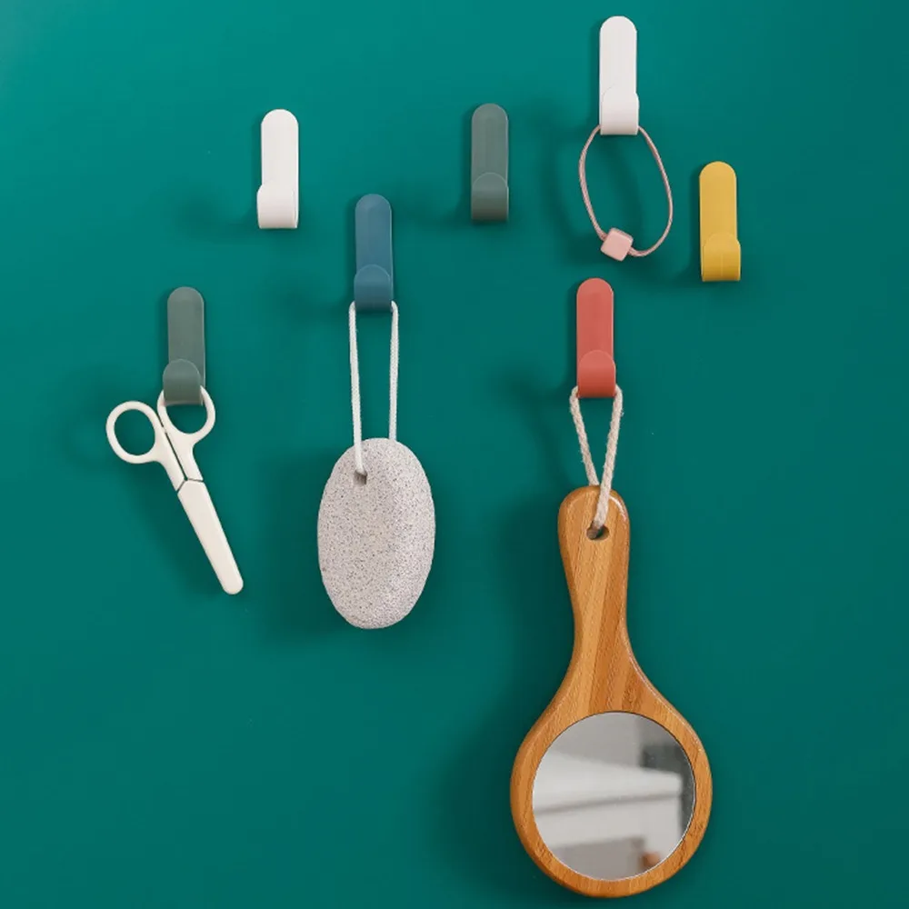 

4/6pcs Self Adhesive Wall Hangers Towel Hooks Plastic Door Hangers Hat Racks Keys Hanger wall organizer Home Decor key holder