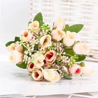 silk rose bouquet high quality artificial flower bouquet home decor plants artificial rose fake flowers wedding party decoration