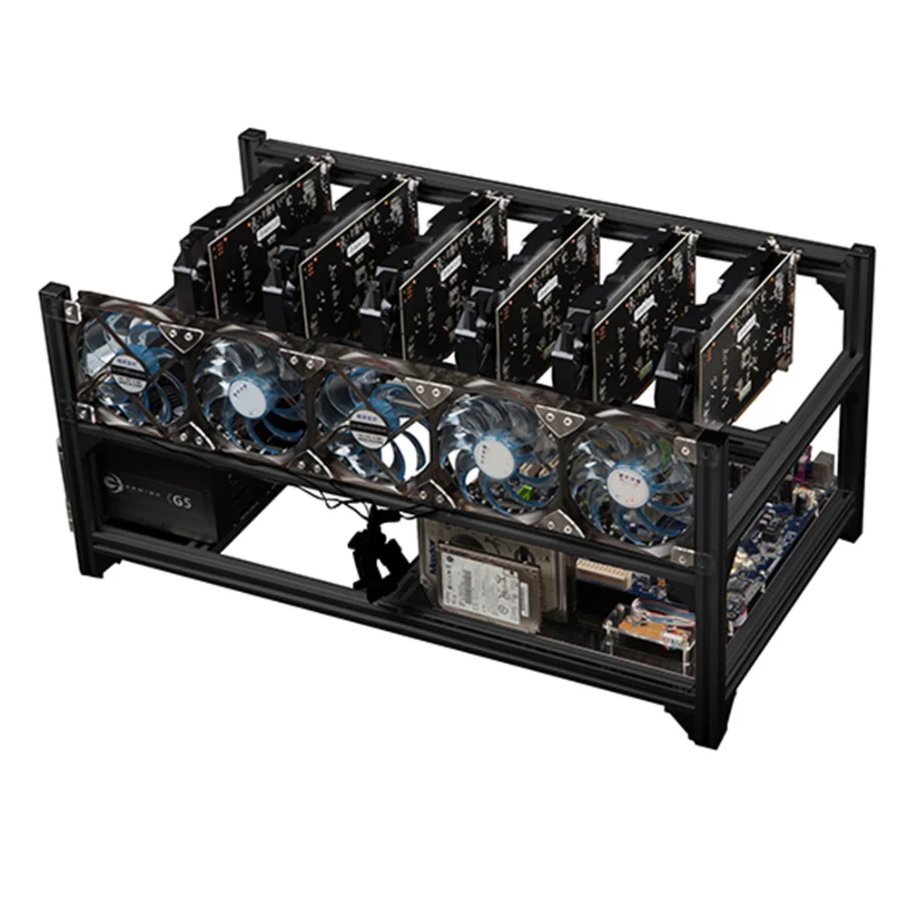 

Minier Case Open Air Mining Rig Frame Stackable Holder Dual Power Ports Graphics Card Insulation for 6/8/12GPU ETH Ethereum