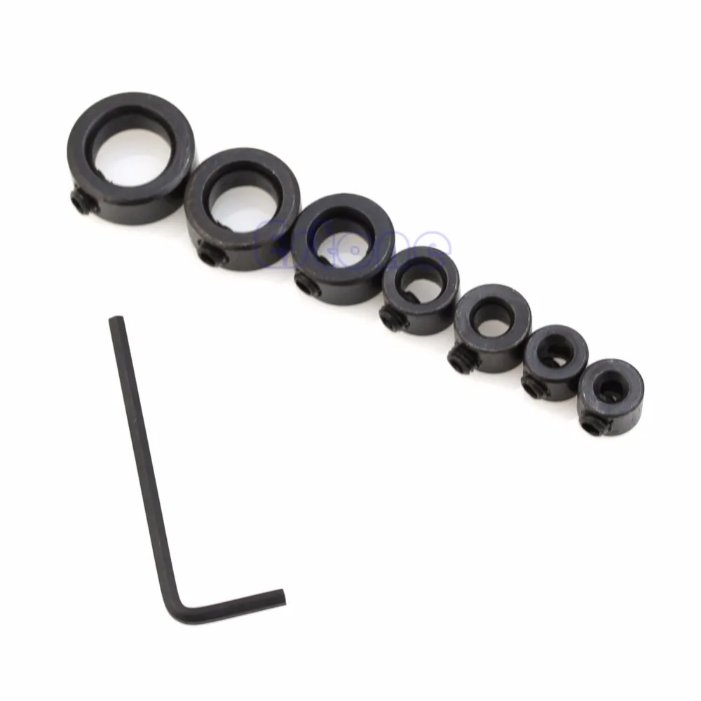 

New 7Pcs Drill Depth Stop Collars & Hex Wrench Fr Drill Bits Consistent Drilling