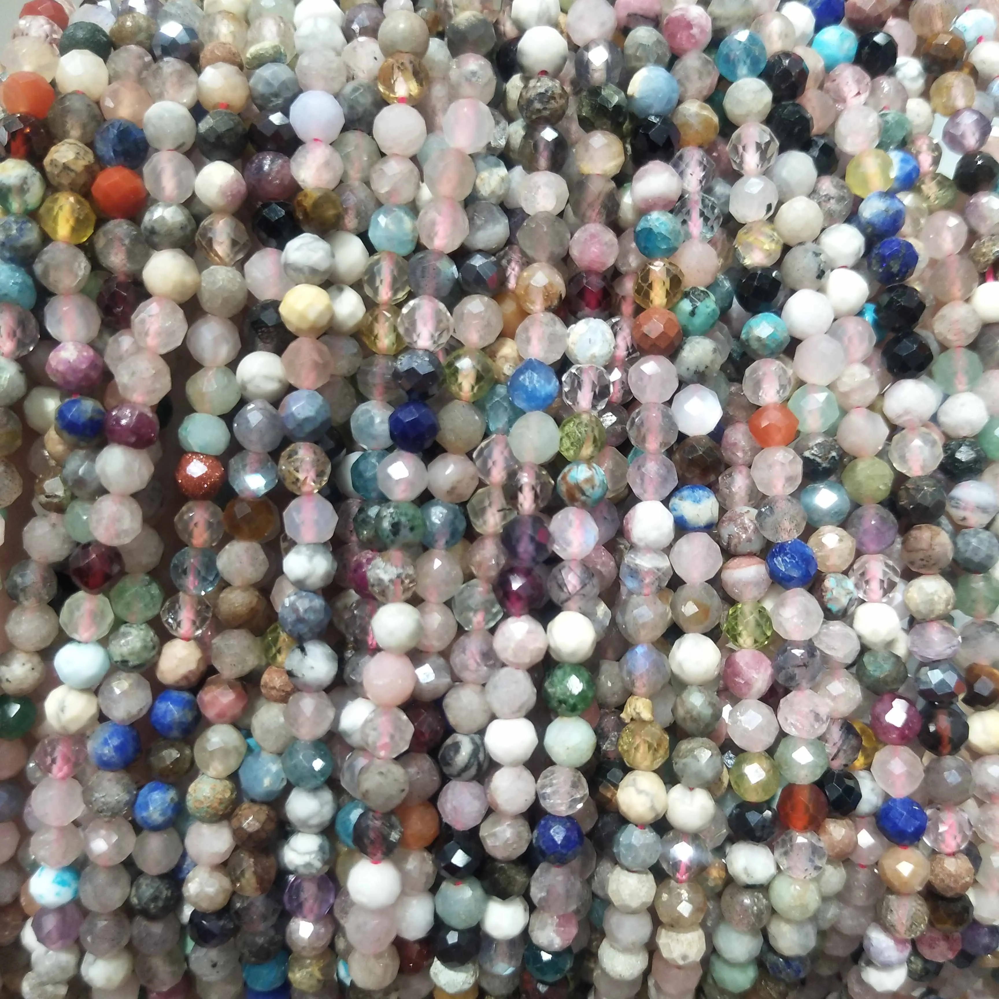 Граненые бусины 4 мм из натурального камня хрустальные Агаты розовый кварц