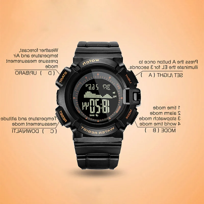 

Male multifunctional digital light watch, water-resistant wristwatch nd998 outdoors