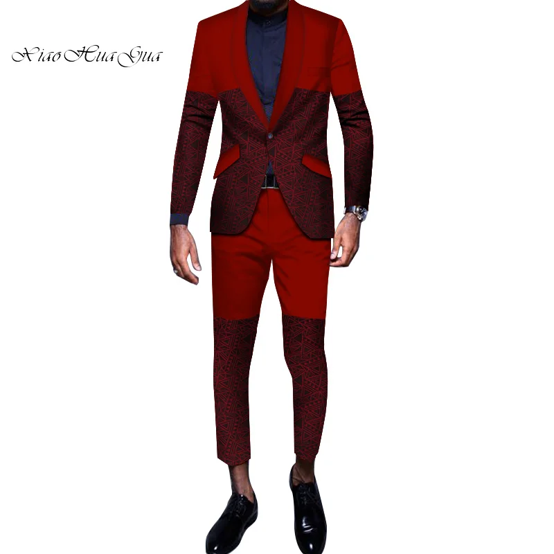 Комплект из 2 предметов блейзер и штаны мужская одежда с вышивкой в африканском