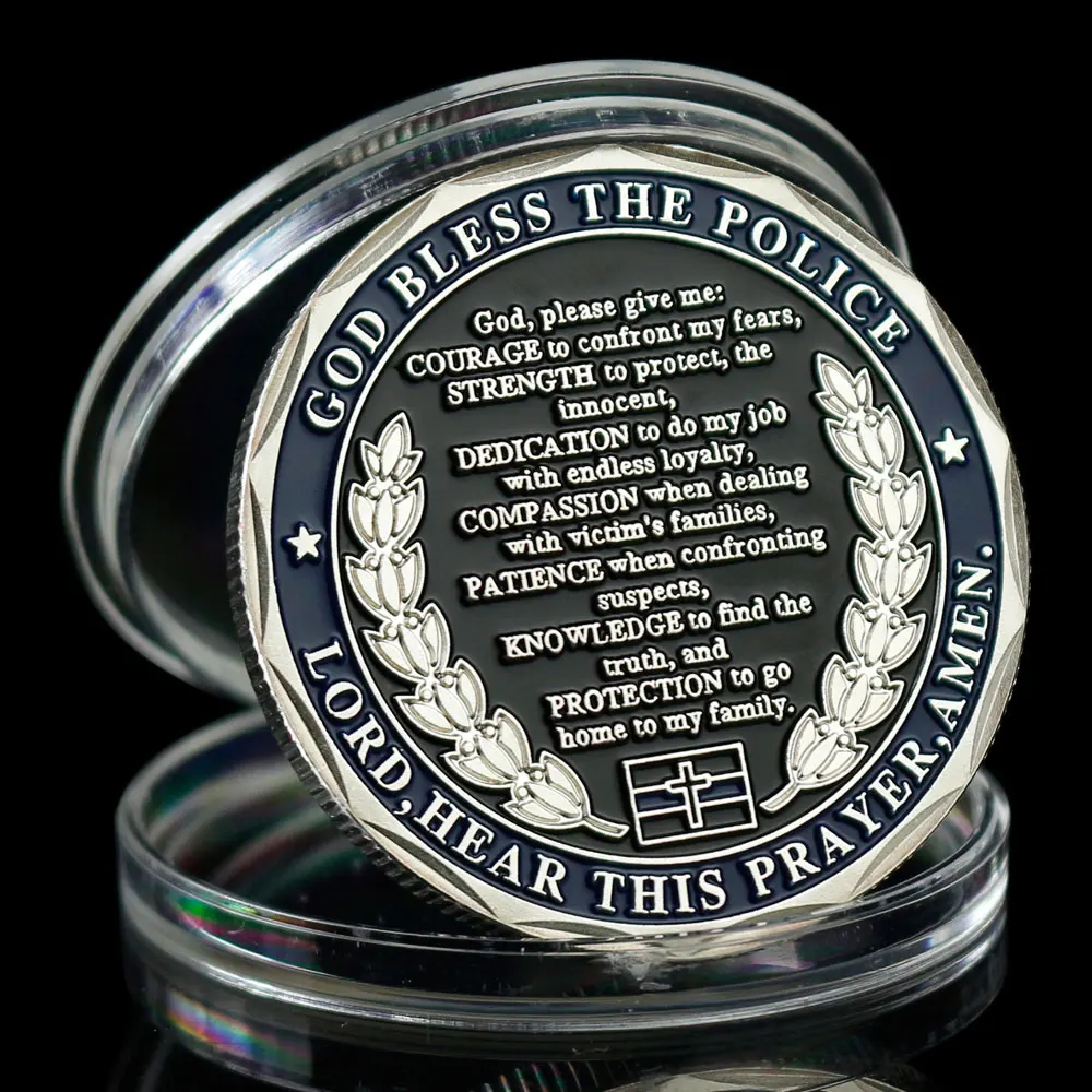 Бог благословит полицейский сувенир павлин Honor Coin Иисус властелин слушайте эту