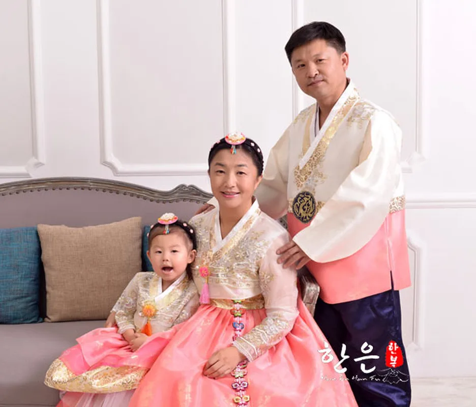 Южная Корея импортная ткань/Свадебный семейный костюм ханбок/пара