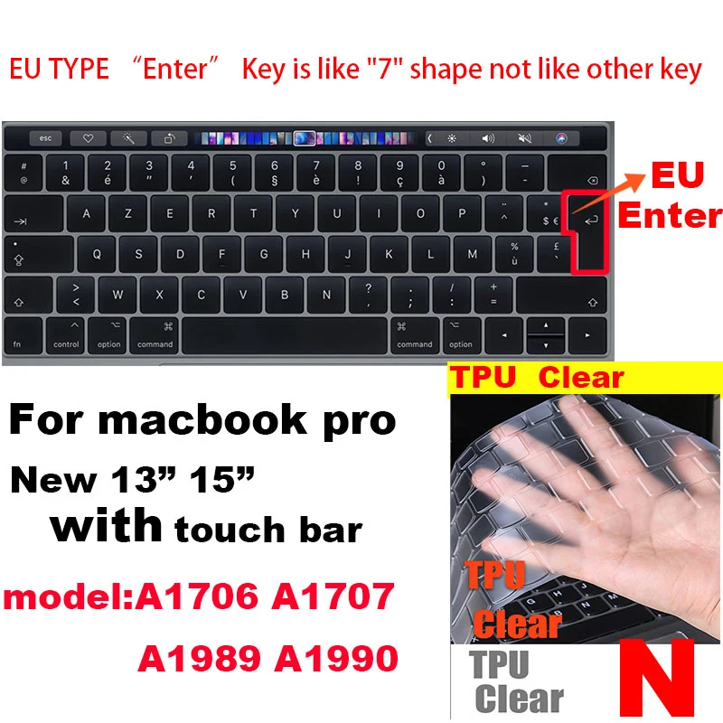 0,13 mmTPU для Apple Macbook pro13/11Air 13/15 retina12 дюймов Чехол для клавиатуры Ультратонкий чехол прозрачная защитная пленка EU/US pro16