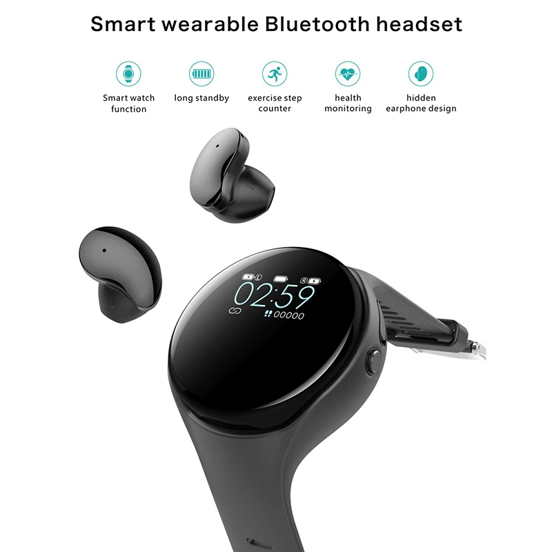 

2022 Smart Watch TWS Wireless BT Earbuds 2 In 1 Heart Rate Sports Waterproof Color Screen Full Touch Smartwatch With Headset
