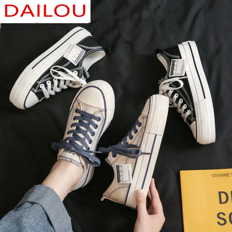

2021 New Spring Women's Flat Shoes Fashion Comfortable Low Cut Women's Casual Shoes Round Head Lace-up Retro Women Canvas Shoes