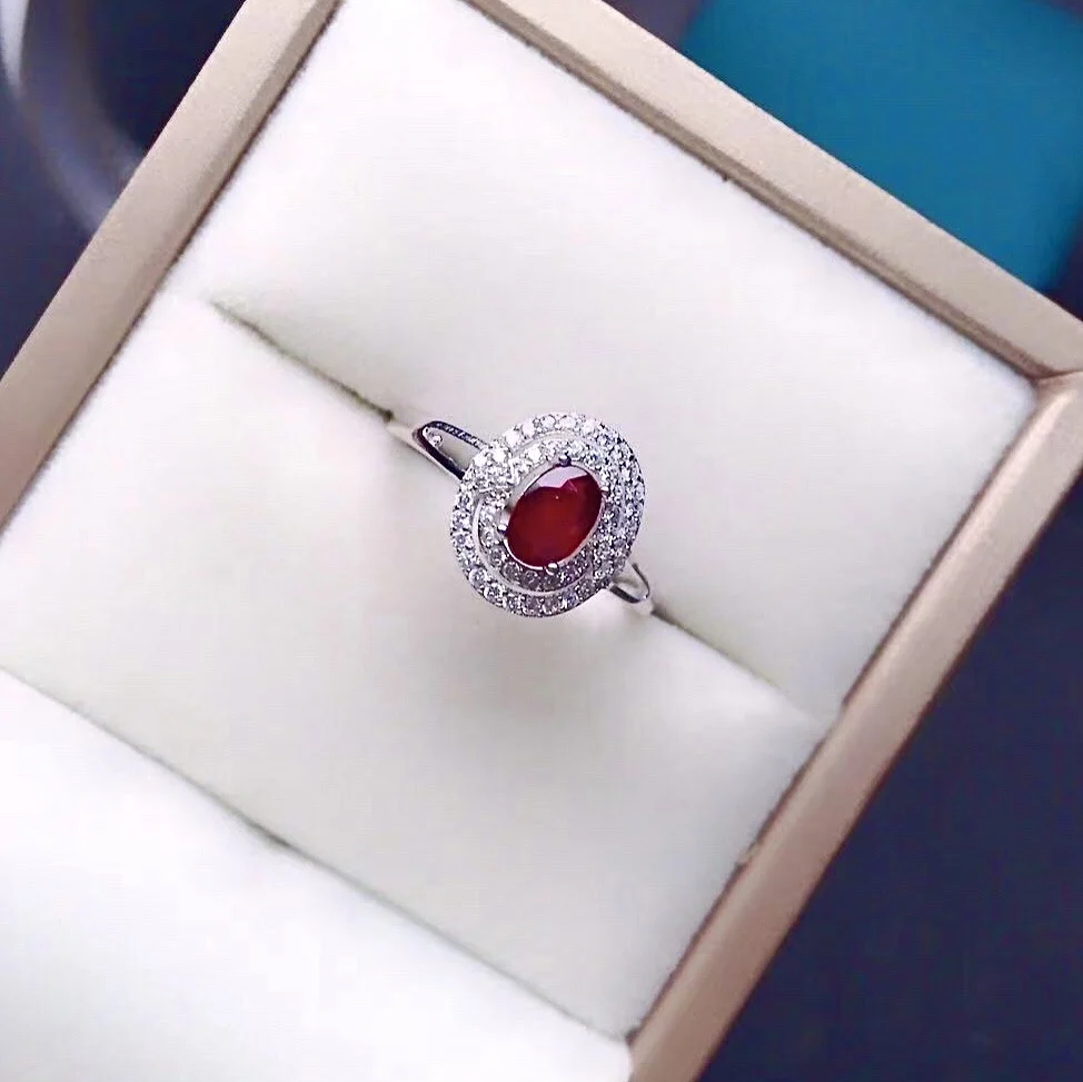 Классическое женское обручальное кольцо 100% карат 4 мм * 6 из натурального рубина