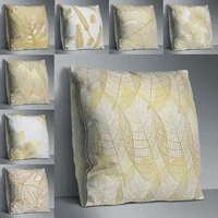 modern simple golden leaf pillowcase unique printing cushion cover home decoration double sided polyester printing pillowcase