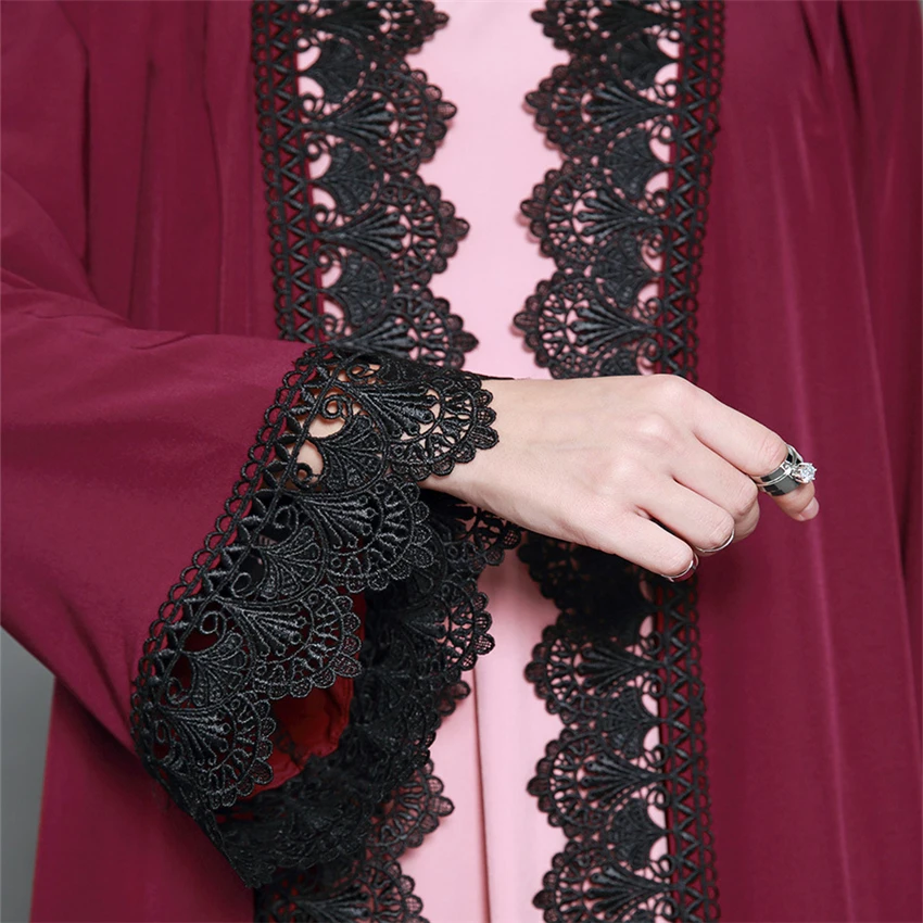 Женское платье с длинным рукавом Abaya мусульманское Кружевное кафтан в турецком