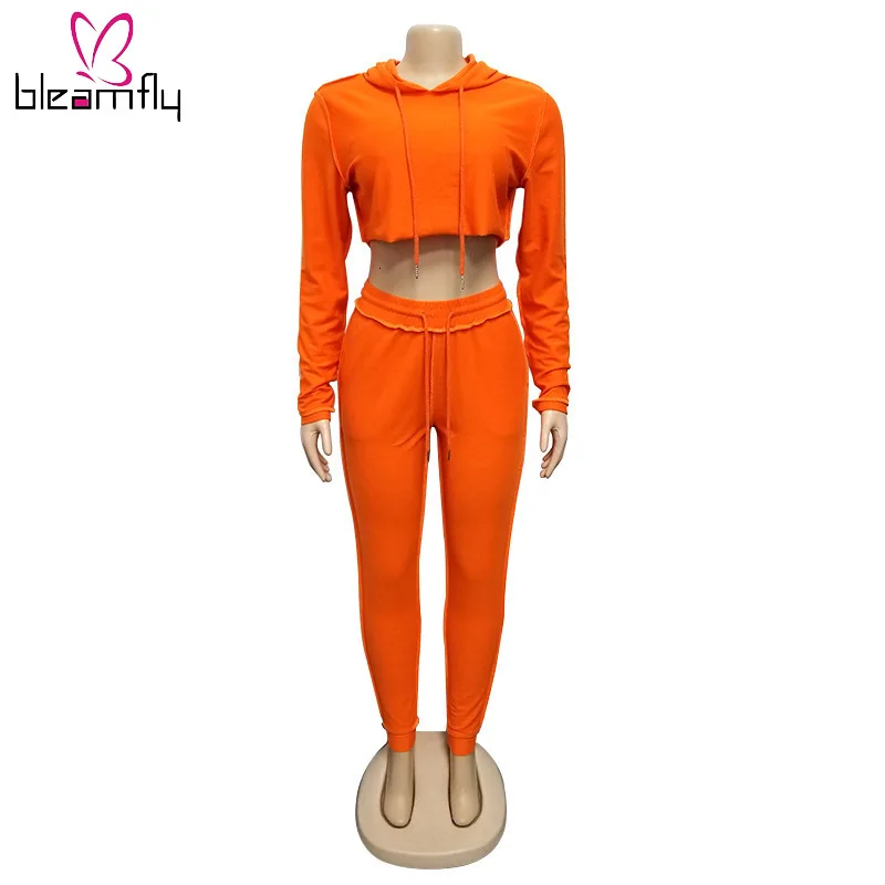 Осенняя Женская однотонная толстовка с капюшоном и длинным рукавом костюм со