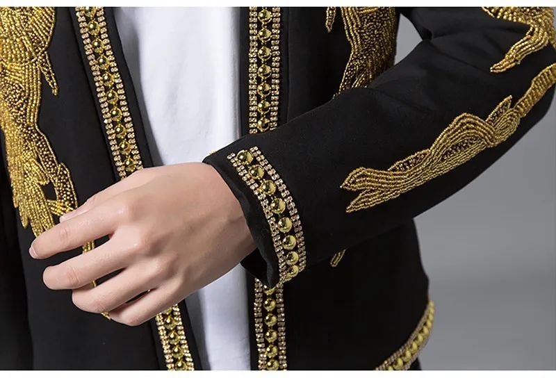 Wear Korean Men's Pearl Embroidery Coat Male Trend Blazer Hombre Stage Party Club Designer Jacket Men DJ Host Mens Blazer Jacket