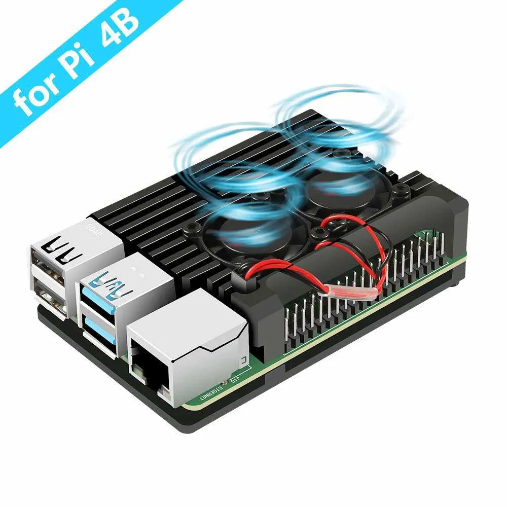 2019 новый корпус из алюминиевого сплава для Raspberry Pi 4 B модель черный с двойные