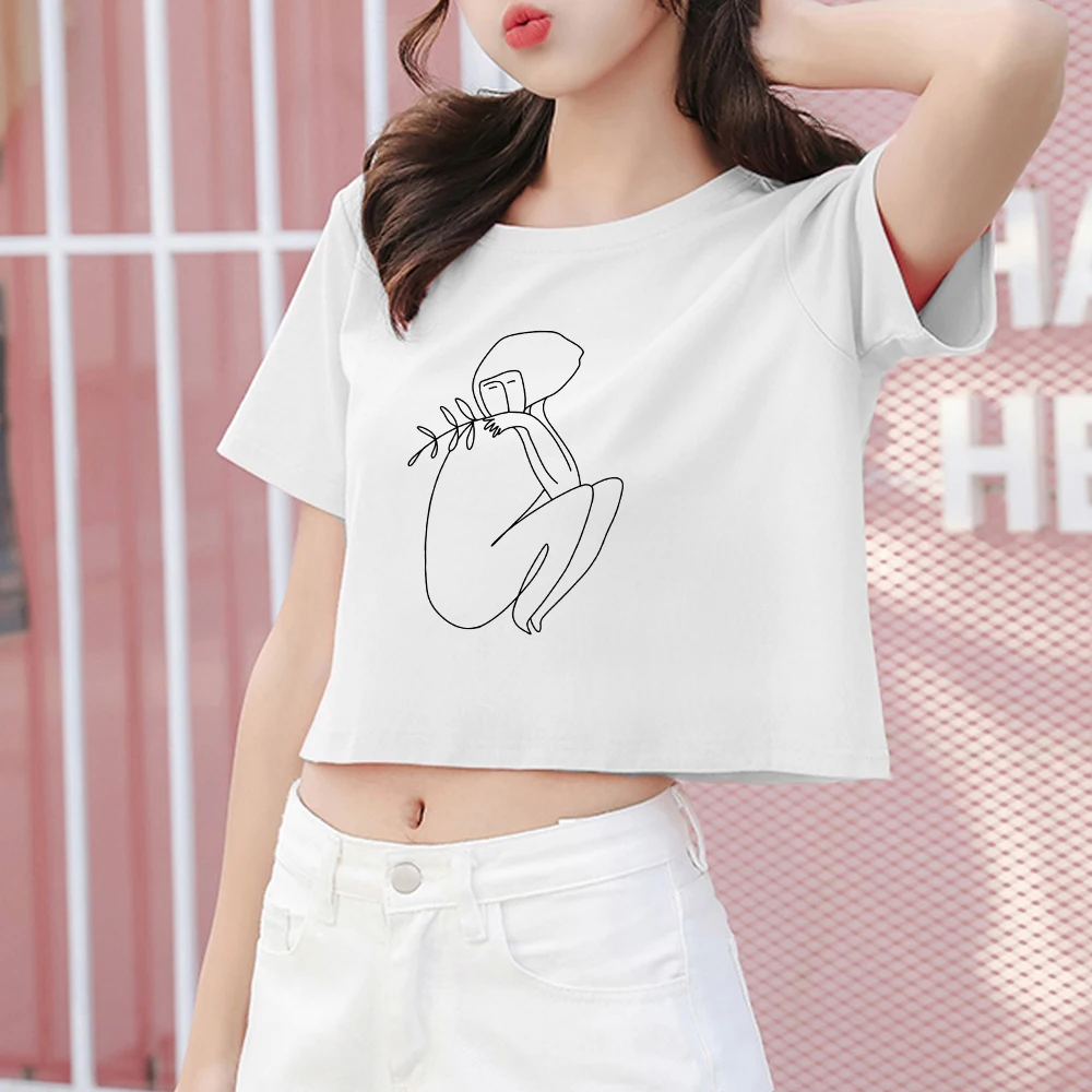 

Модная винтажная женская футболка в стиле хип-хоп, футболка с принтом в стиле Харадзюку, укороченные футболки, женская короткая футболка, же...