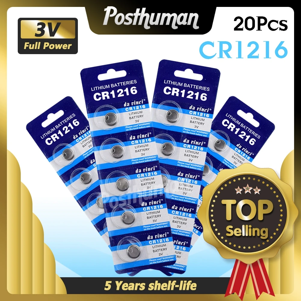 

20шт CR1216 1216 DL1216 BR1216 ECR1216 5034LC LM1216 кнопочные элементы питания 3 В литий-ионный аккумулятор для часов игрушек