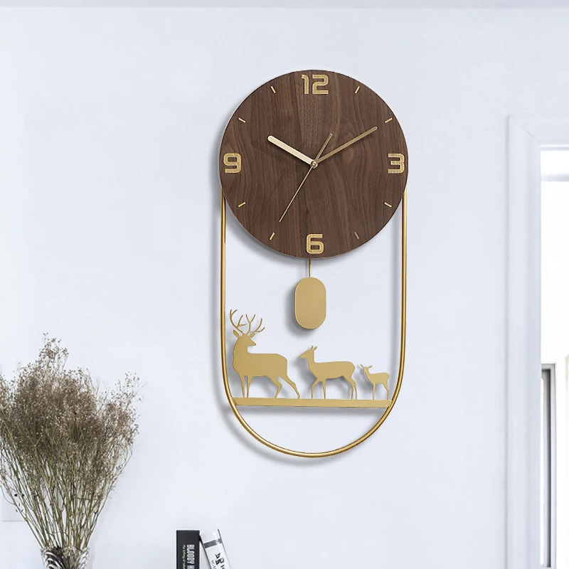 Настенные часы Hoshine в виде оленя украшение для комнаты из металла и дерева