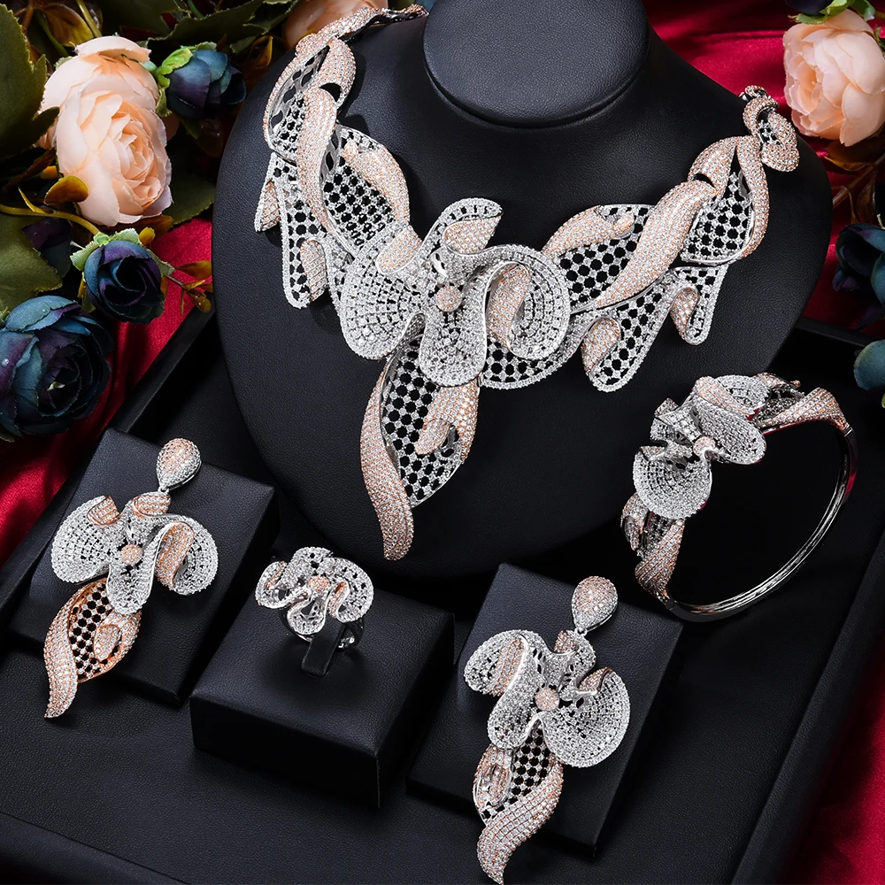 Женский свадебный браслет Siscathy, роскошное ожерелье, серьги, браслет, браслет с фианитами, аксессуар для вечеринки