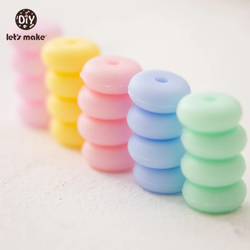 Let's Make-abalorio de silicona para ni&ntilde;os, collar de &Aacute;baco de silicona de grado alimenticio, dentici&oacute;n de perla, 12mm, 60 uds.-5