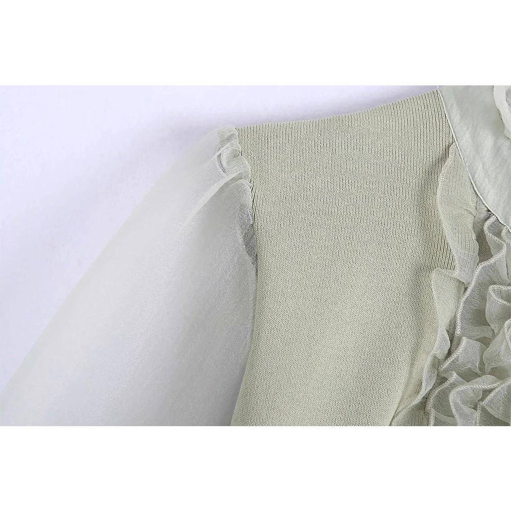 Женское трикотажное платье элегантное контрастное из органзы с высоким воротом