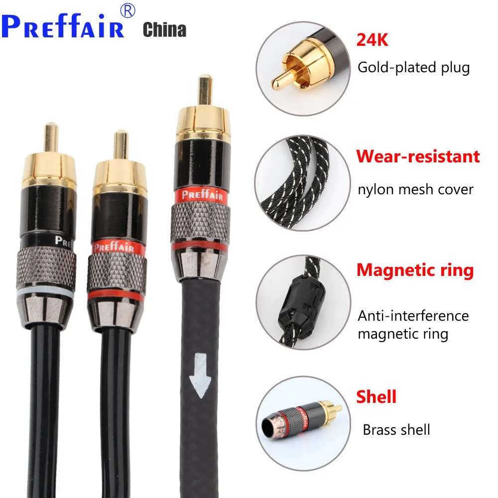 

Preffair HIFI 0.5m,1m,1.5m,2m,3m,5m RCA Y Adapter Cable Subwoofer Y Cable 1x Cinch to 2x Cinch audio cable 1 rca to 2 rca cable
