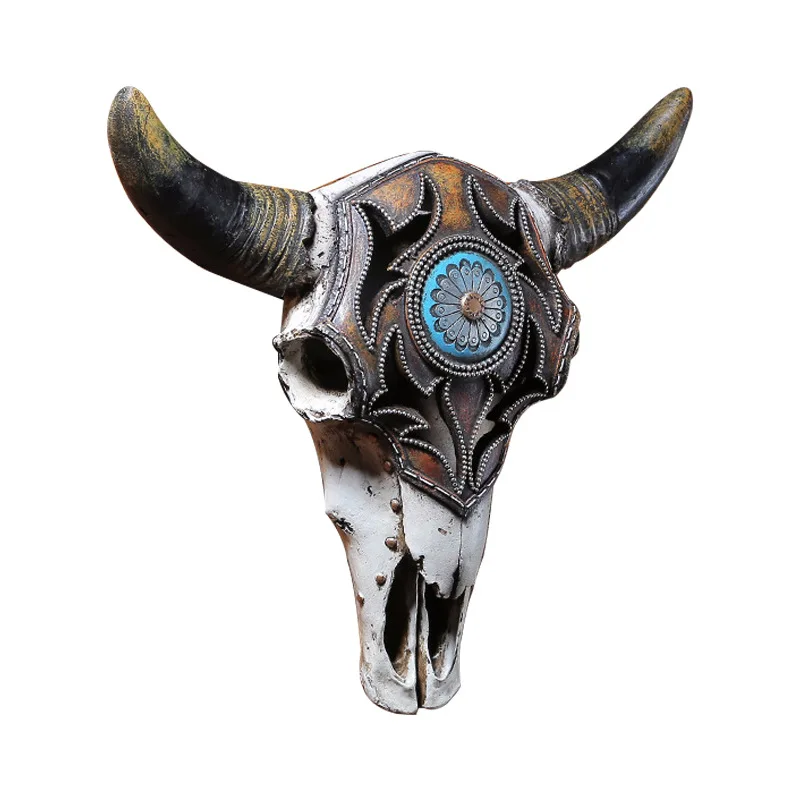

Североамериканские Винтажные Украшения В Форме Головы Быка, античный полимерный декор, креативное украшение для бара, домашние настенные у...