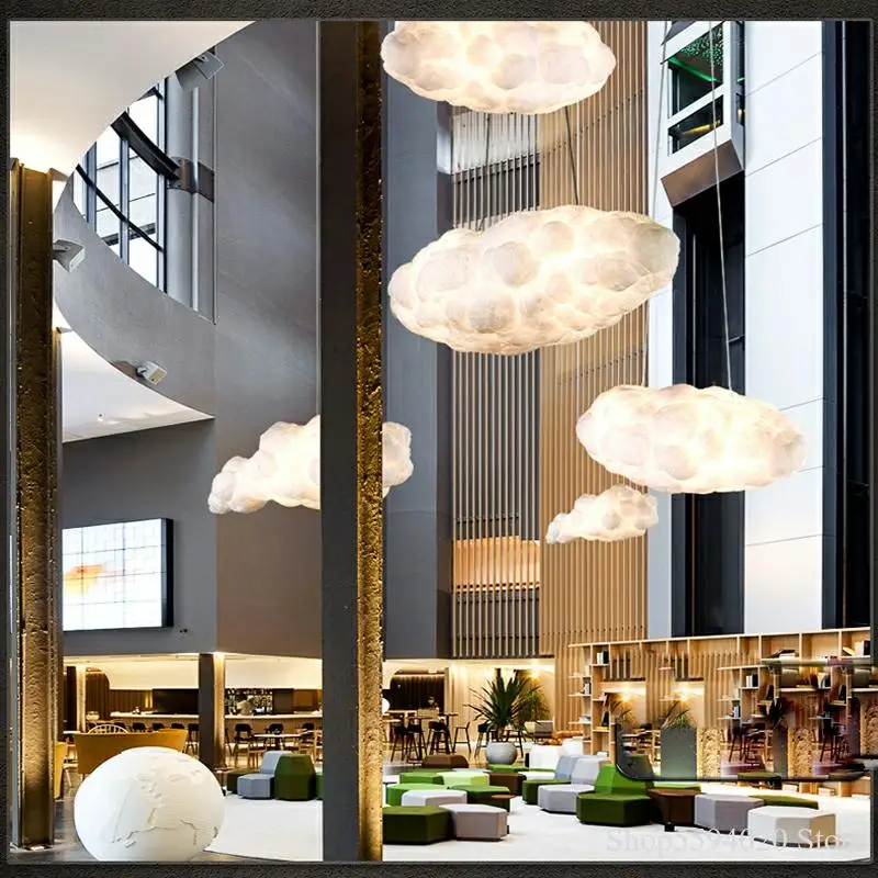 Современные облака подвесной светильник с плавающей белый шелк хлопок мягкие