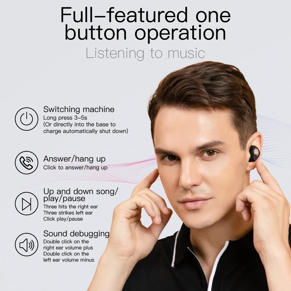 TWSearphone M9 Bluetooth 5 0 наушники светодиодный дисплей 8D стерео беспроводные игровые