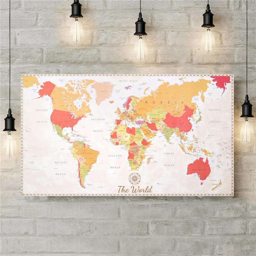 Карта мира морская карта океана Винтажный стиль постер Ретро картина бар паб