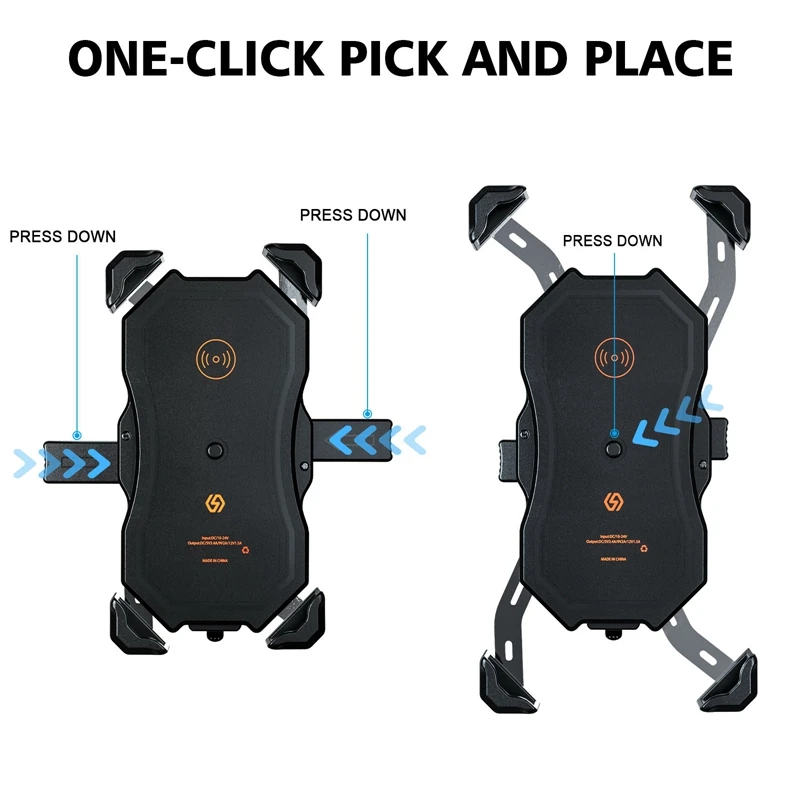 

Motorcycle Wireless Qi & USB Quick Charging 2 in 1 Handlebar Cell Phone Holder 10CM Stem for 4.7-6.5 Inch Phone