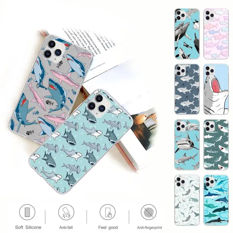 

Shark Cartoon Horror Animal Transparent Mobile Phone Cover Case For Samsung Galaxy A51 A71 S20 S10e S8 S7 S9 S10 Plus