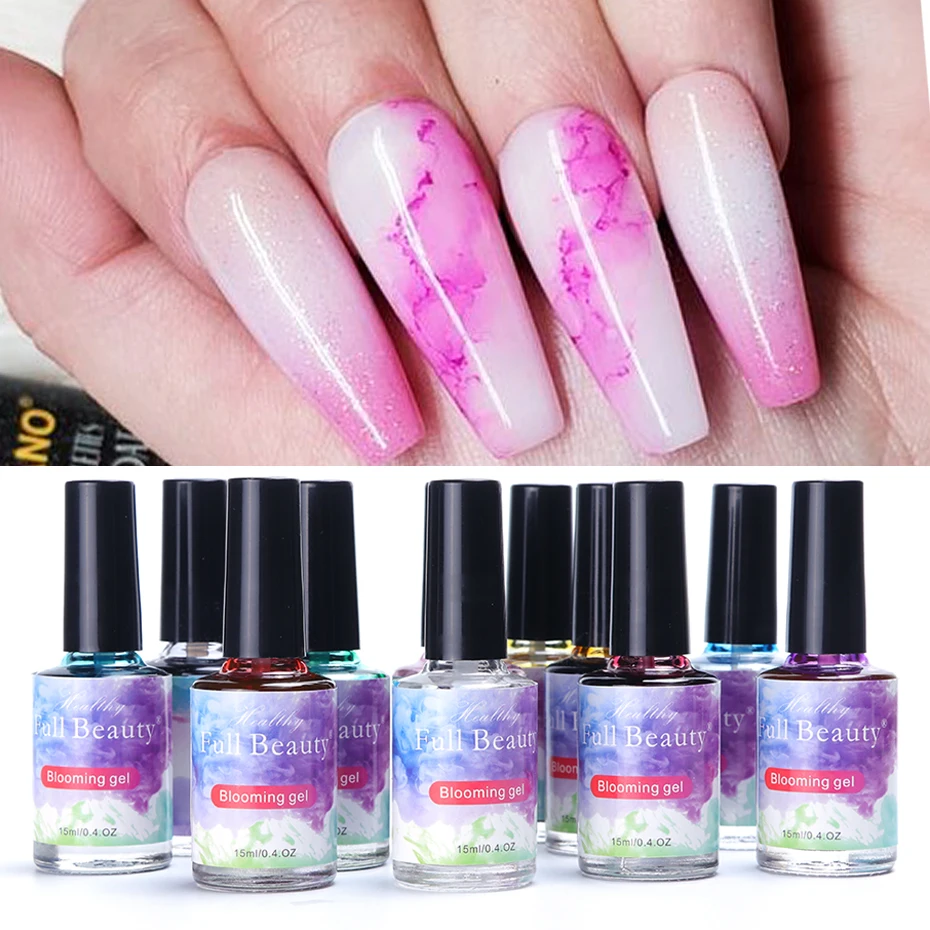 

12 Bottle Watercolor Gel Nail Painting Polish Ink Smoke Design Marble Smudge Liquid Blooming Varnish Nails Manicure Kit BE895-1