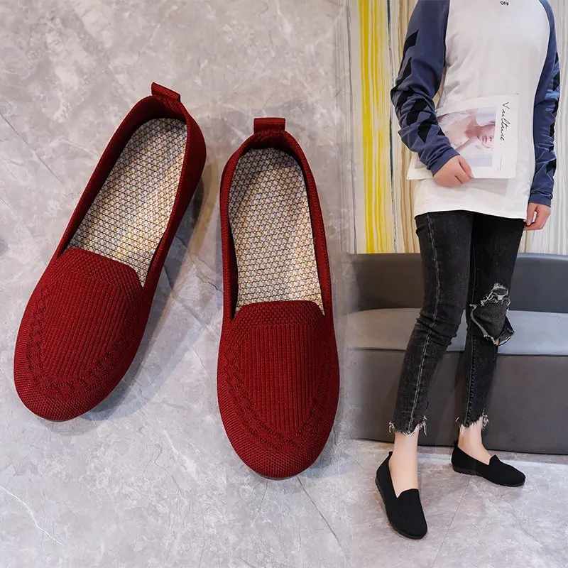 

Женские туфли Old Beijing Craft Mesh, удобные и дышащие туфли на плоской подошве для мам среднего и пожилого возраста, 2021