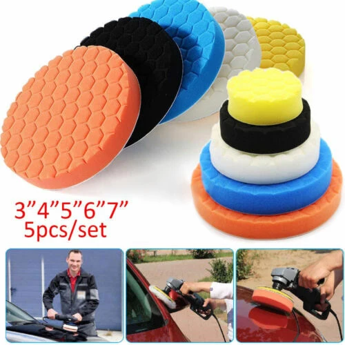 

5PCS/Set 3/4/5/6/7 Inch Buffing Polishing Pad Foam For Car Polisher Buffer Auto Backer Pad Car Repair Care Hand Tool Accessorie
