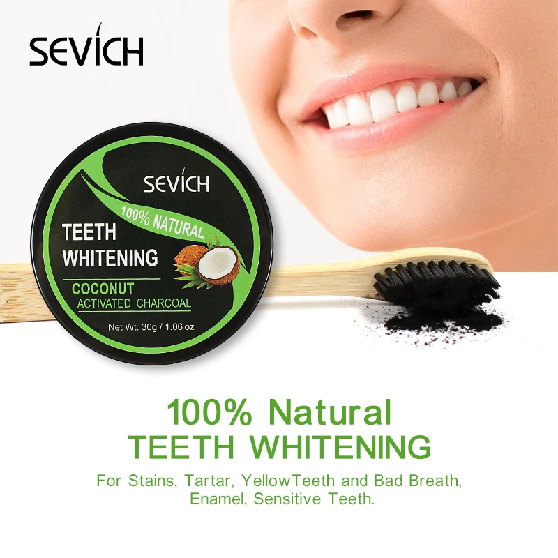 

Sevich 30g Tooth Whitening Powder Activated Coconut Charcoal Natural Teeth Whitening Charcoal Powder Tartar Stain Removal