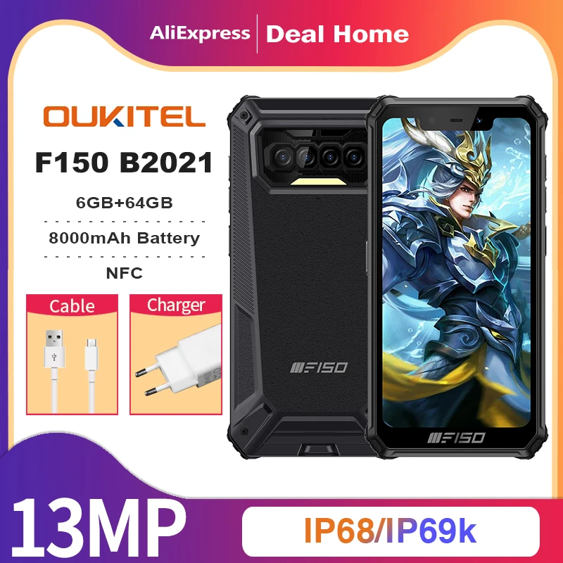 Новый F150 B2021 IP68/69K смартфон 6 ГБ + 64 8000 мАч Восьмиядерный мобильный телефон NFC 5 86