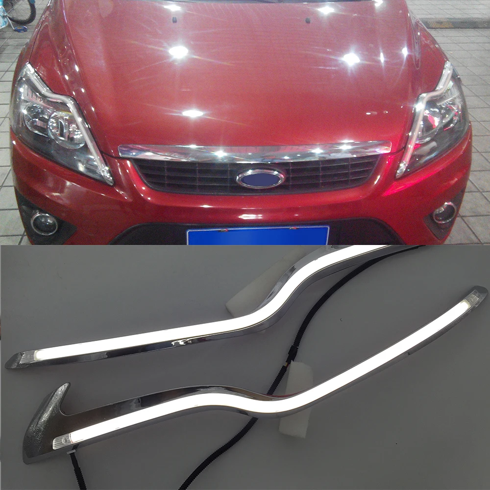 2 шт. для Ford Focus 2 MK2 2009 2010 2011 светодиодный фонарь для автомобиля украшение фар желтый указатель поворота DRL светодиодный фонарь дневного света