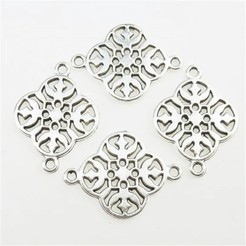 

25 шт античные с серебристым покрытием цветок очарование разъемы для изготовления ювелирных изделий браслет ручной работы DIY ювелирных изде...