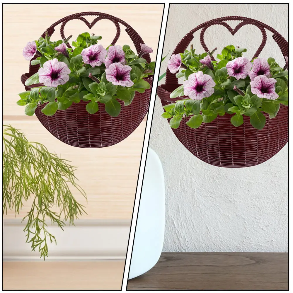 

3Pcs Rural Wall Hanging Flower Pots Simulated Rattan Wall Flower Baskets
