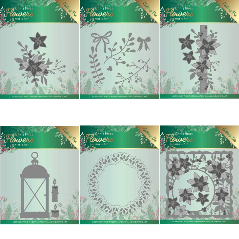 

Новый рождественский цветок рамка фонарик металлические режущие штампы фотобумага/фото карты тиснение штампы