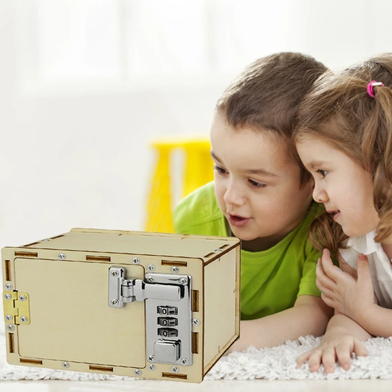 

DIY Wooden Password Box Model Building Kits Baby Kids Toys for Children Science Projects Experiment Kits Set