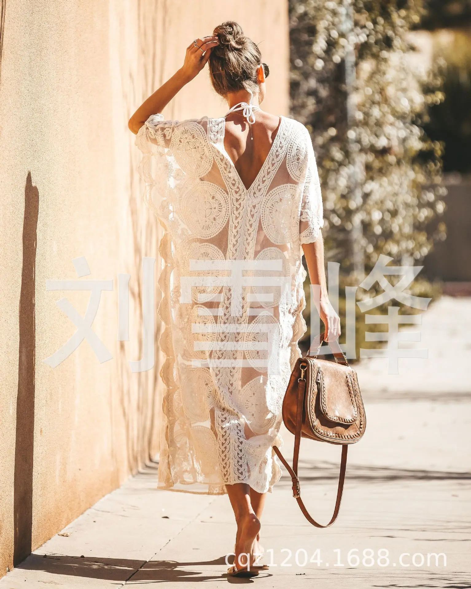 

2021 Summer New Beach Blouse Mesh Embroidered Beach Robe Bikini Blouse