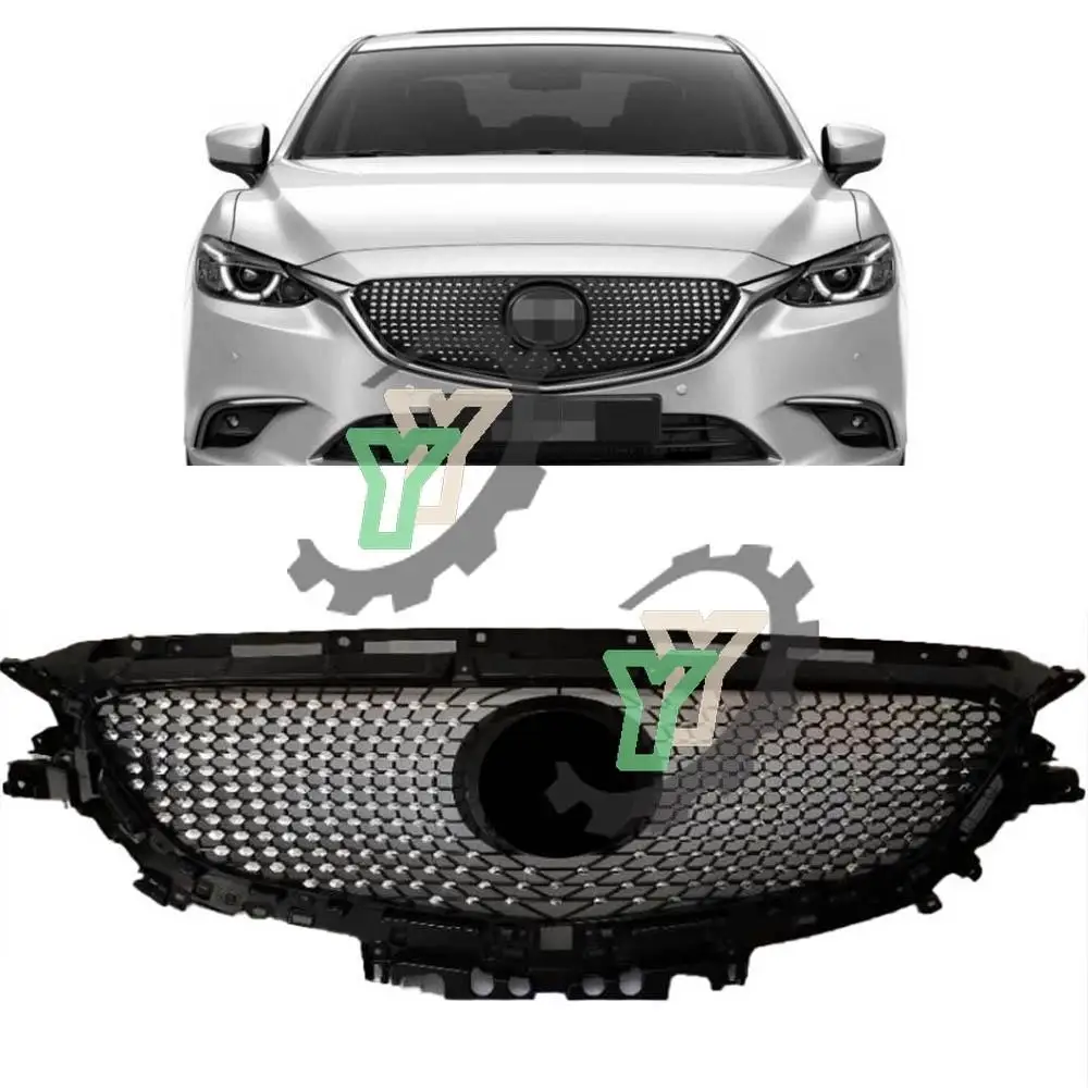 Купи New Style Auto Racing Grill Front Bumper Mesh Grille For 2017 2018 Mazda 6 Atenza diamond ABS Car Styling Accessories за 6,671 рублей в магазине AliExpress